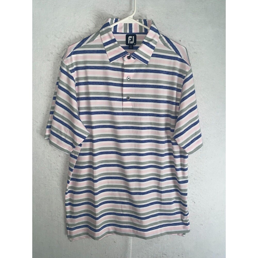 Foot Joy Golf Polo Shirt Mens M Multicolor Striped FJ Short Sleeve Performance